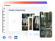 Issuu visual story creator, allowing sharing on social channels.