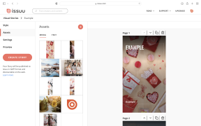 A screenshot of the third step of creating a visual story on Issuu, customizing the content